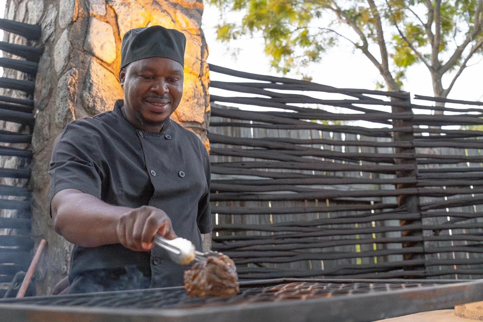 A signature plated Nzumba main course, locally sourced and elegantly composed