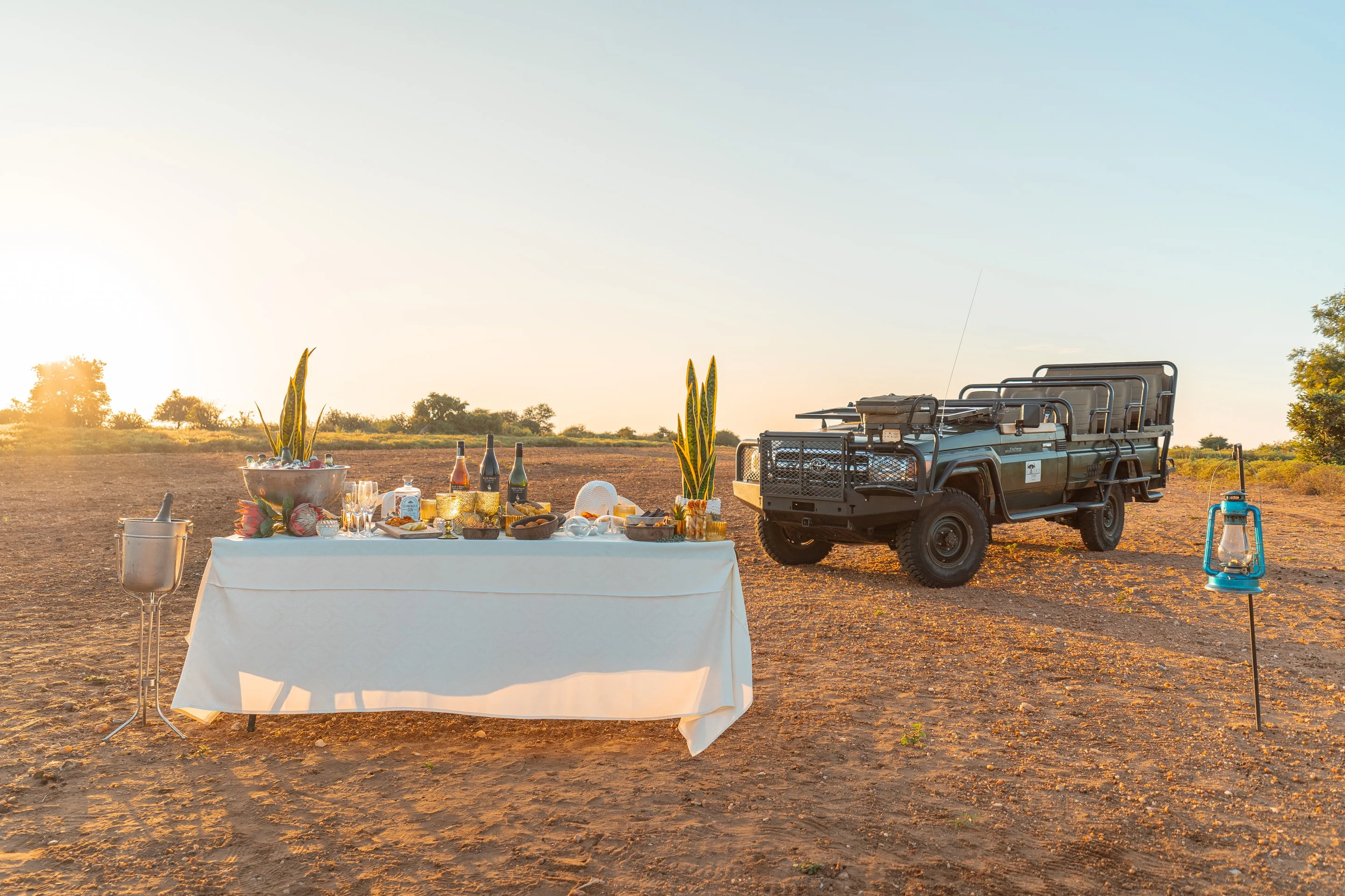 An elegantly set Nzumba dining table prepared for service