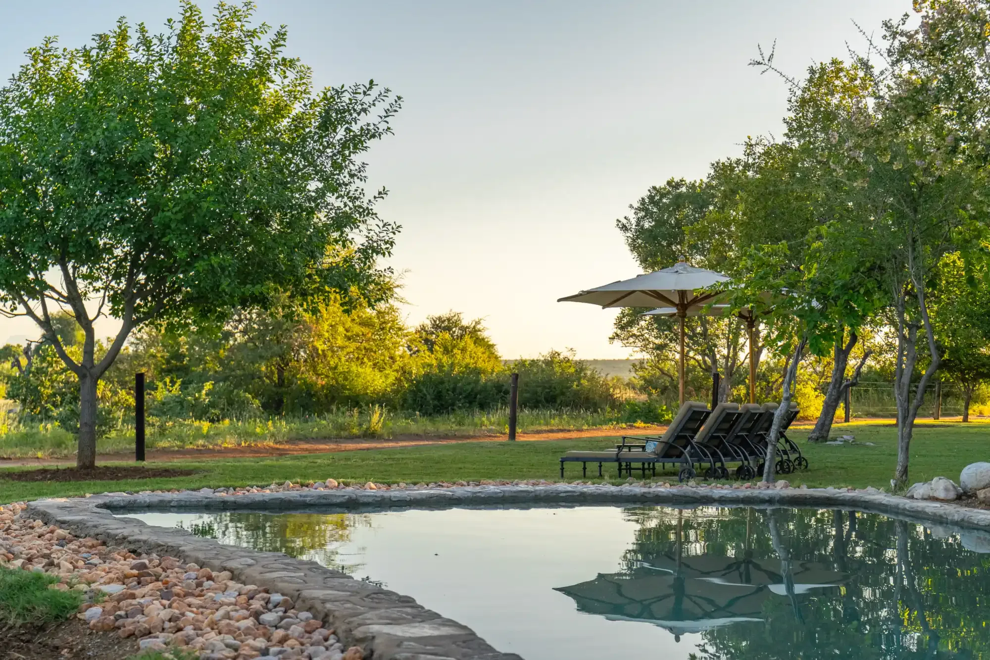 The main lodge deck at Nzumba Lodge looking onto the Klaserie bushveld