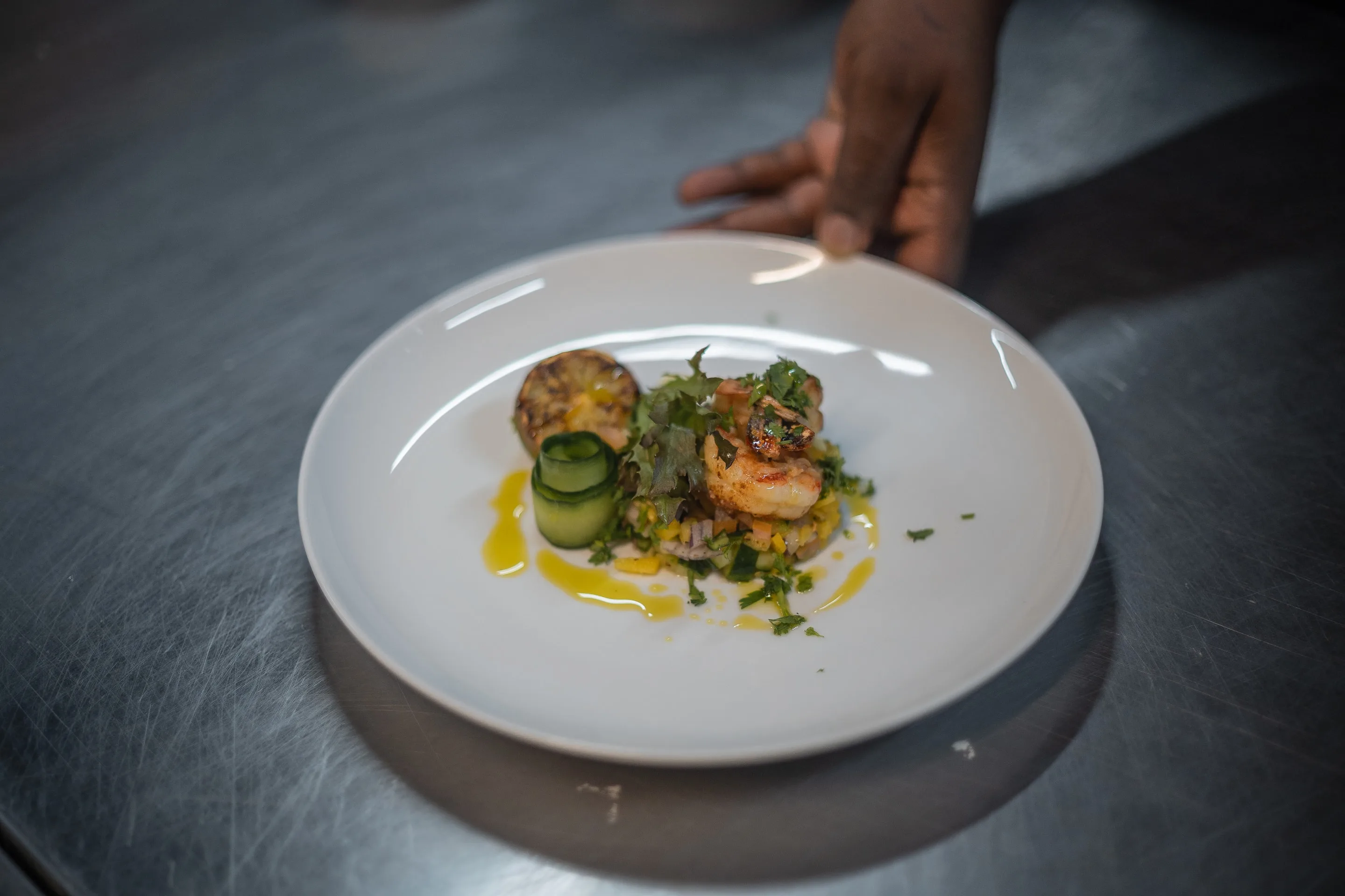 An elegantly plated Nzumba Lodge dinner course